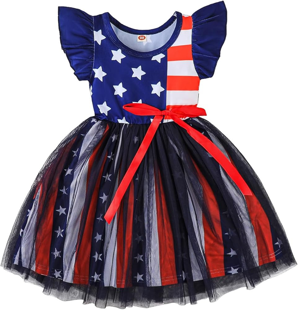 Toddler Girls Dress Kids Ruffle Sleeve Casual Tutu Skirts Little Girl Formal Dresses Summer Beach... | Amazon (US)