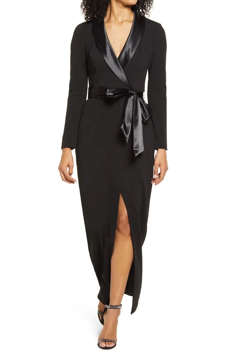 Eliza J Long Sleeve Tuxedo Gown | Nordstrom | Nordstrom