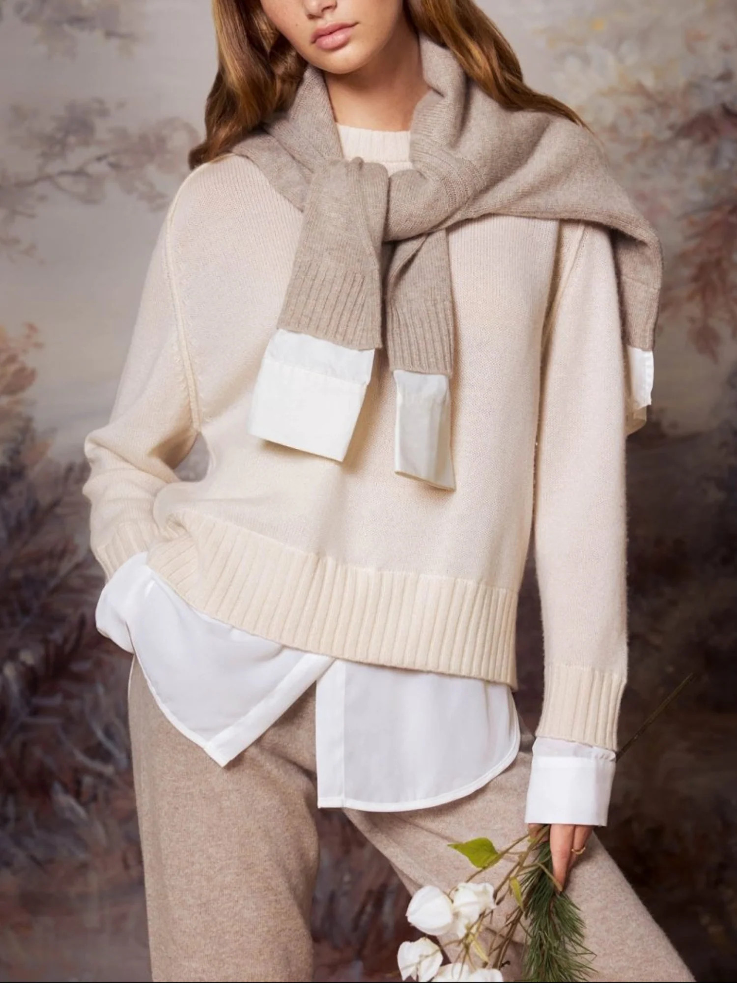 Brochu Walker | Women's Parson Crew Looker in Almond with White | Brochu Walker