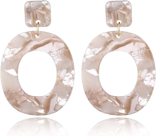 Fashion Horseshoe Acrylic Dangle Earrings Statement Acetic Acid Long Drop Earrings For Women Trendy  | Amazon (US)