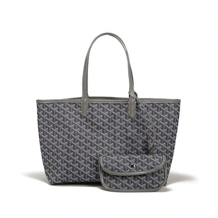 1pc Solid Color Dog Tooth Pattern PVC Simple Handbag Tote Suitable For Women's Daily Use, Commute... | SHEIN