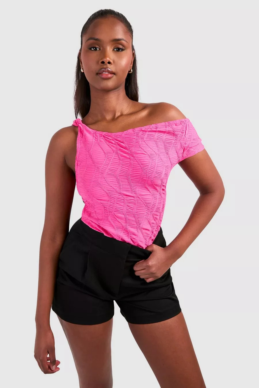 Textured Drape Asymmetric Top | boohoo (US & Canada)
