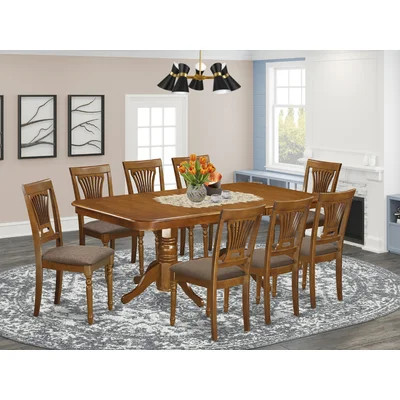 Pillsbury 9 - Piece Butterfly Leaf Rubberwood Solid Wood Dining Set | Wayfair North America