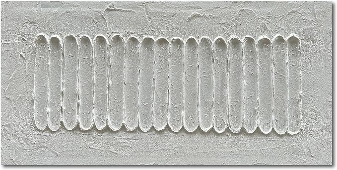 Art 24x48 Inchs White Minimalist Art Oil Painting Hand Painted Thick Texture Abstract Painting Ho... | Amazon (US)