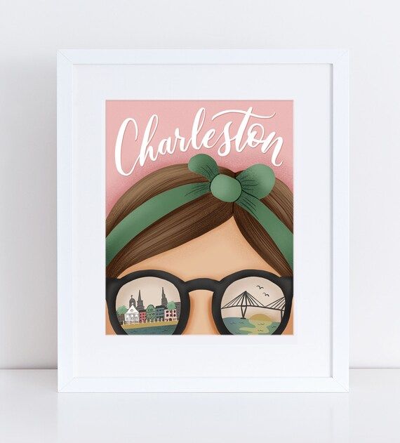 The Charleston Collection - Sunglasses + Skyline Art Print - 8x10, 11x14 | Etsy (US)
