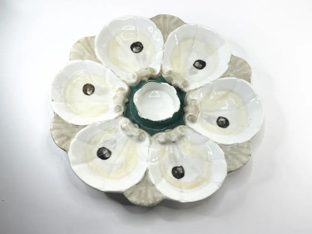 Antique European Majolica Oyster Plate Raised Well 9.5" S816 - Etsy | Etsy (US)