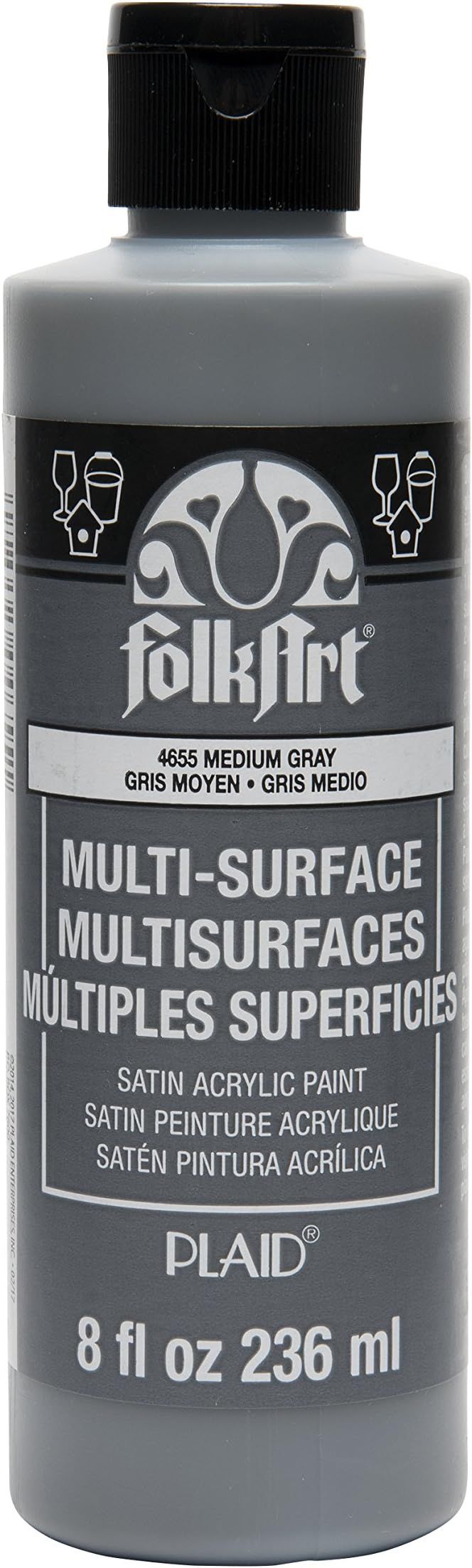 FolkArt Multi-Surface Paint (8 oz), , Medium Gray | Amazon (US)