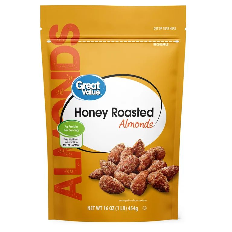 Great Value Honey Roasted Almonds, 16 oz - Walmart.com | Walmart (US)