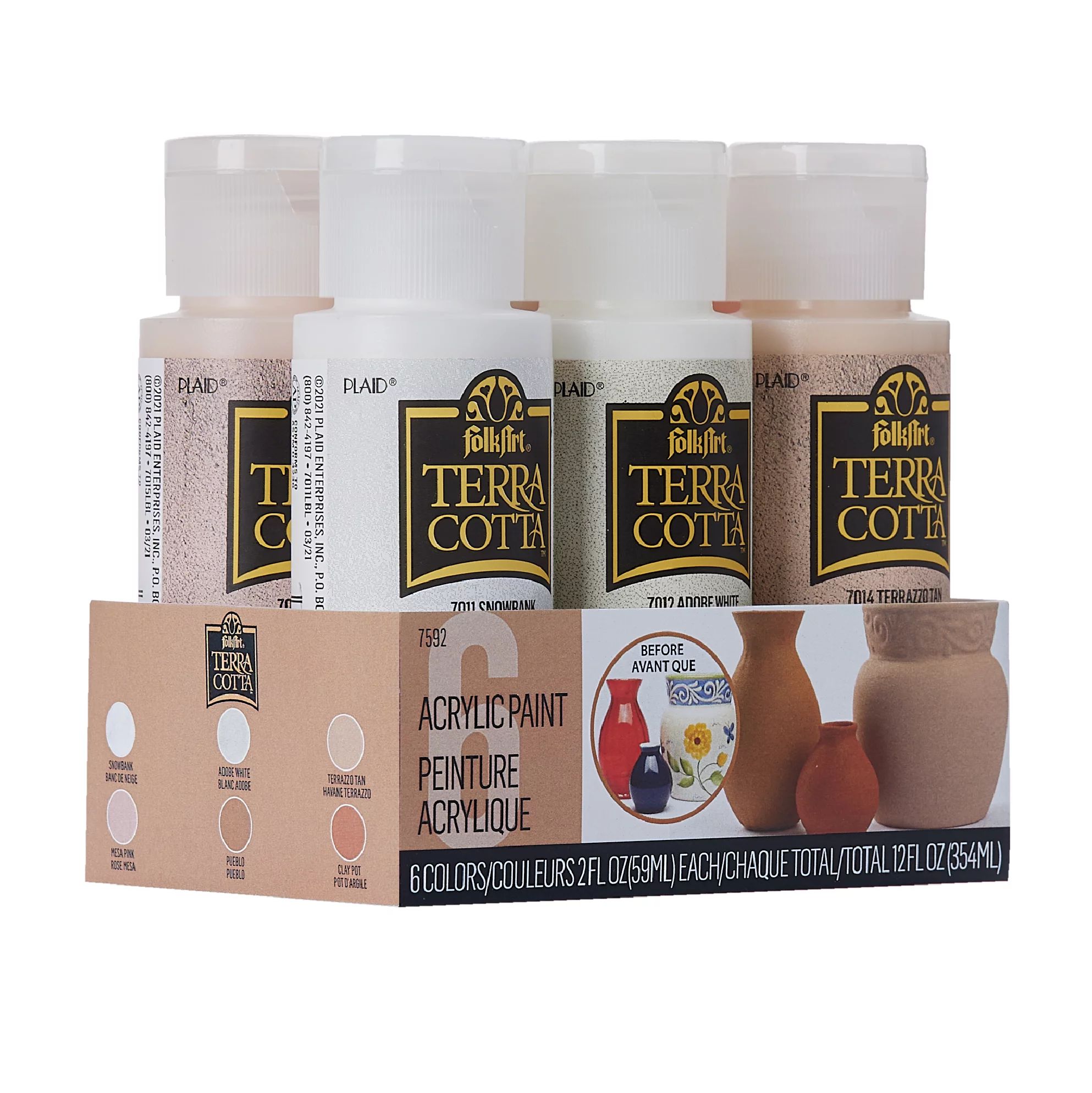 FolkArt Terra Cotta Acrylic Craft Paint Set, Essentials, 6 Piece - Walmart.com | Walmart (US)