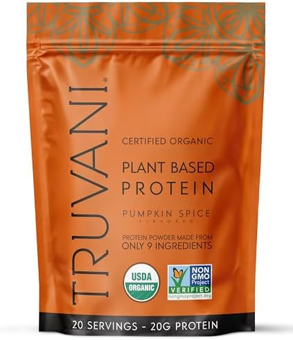 Truvani Vegan Pea Protein Powder | Pumpkin Spice | 20g Organic Plant Based Protein | 20 Servings ... | Amazon (US)