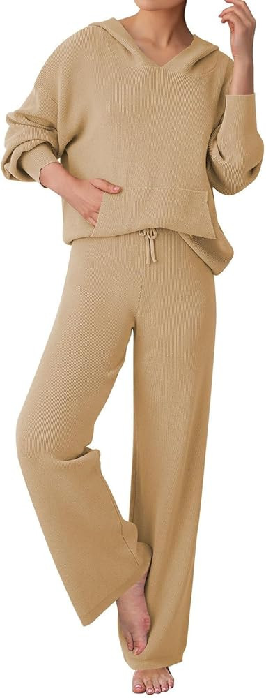 Pink Queen Sweater Set for Women Pullover Hoodie Matching Wide Leg Pants Loose Knitted Sweatsuit ... | Amazon (US)