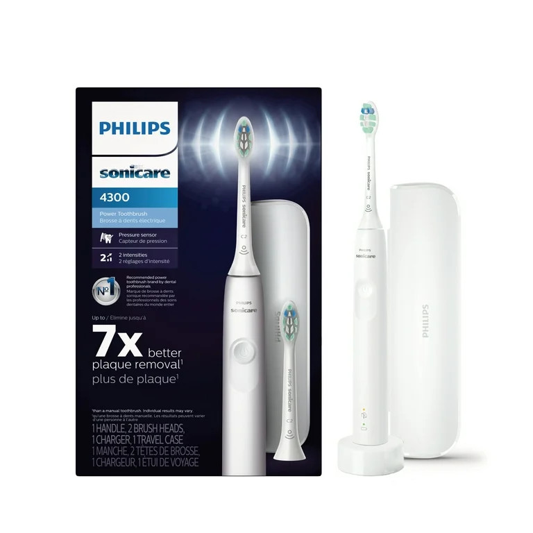 Philips Sonicare 4300 Power Rechargeable Electric Toothbrush, 2 Brush Heads, and Travel Case HX36... | Walmart (US)
