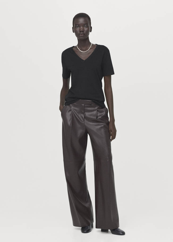 V-neck cotton T-shirt black - Woman - L - MANGO | Mango (US/MX/AU)