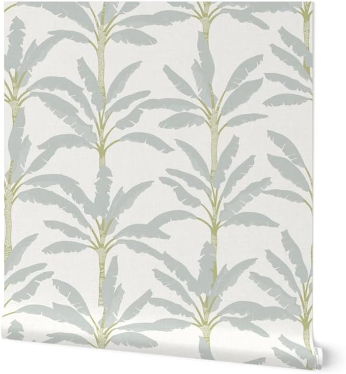 Peel & Stick Wallpaper Swatch - Modern Coastal Pastel Mint Palms Large Green Nature Beach Custom ... | Amazon (US)