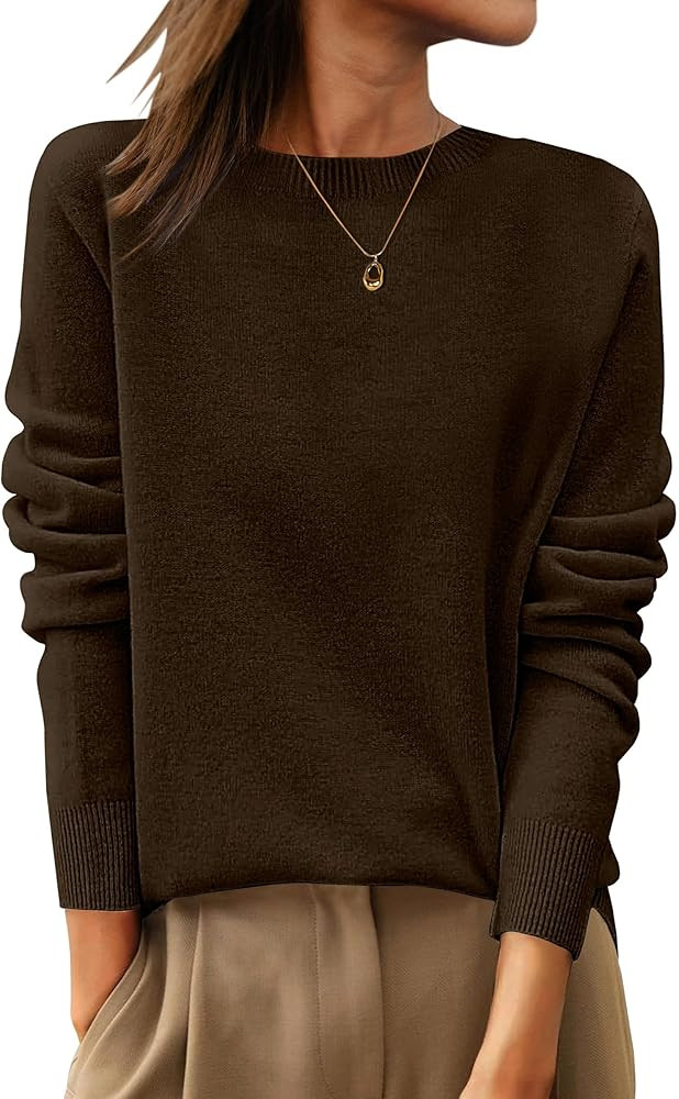 ANRABESS Womens 100% Wool Sweaters Crewneck Long Sleeve Work Business Casual Basic Sweater Tops 2... | Amazon (US)
