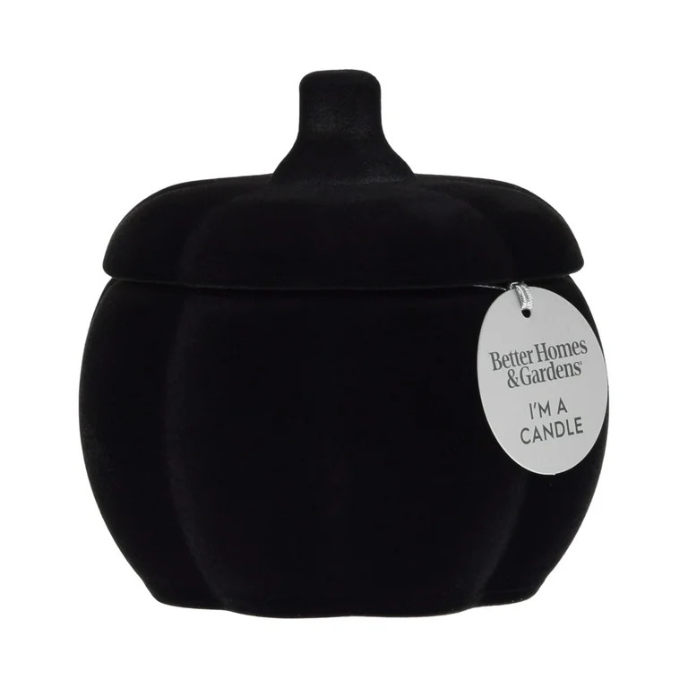 Better Homes & Gardens Warm Leathered Amber Scented 1-Wick 10oz (284.3 g) Flocked Pumpkin Jar Can... | Walmart (US)