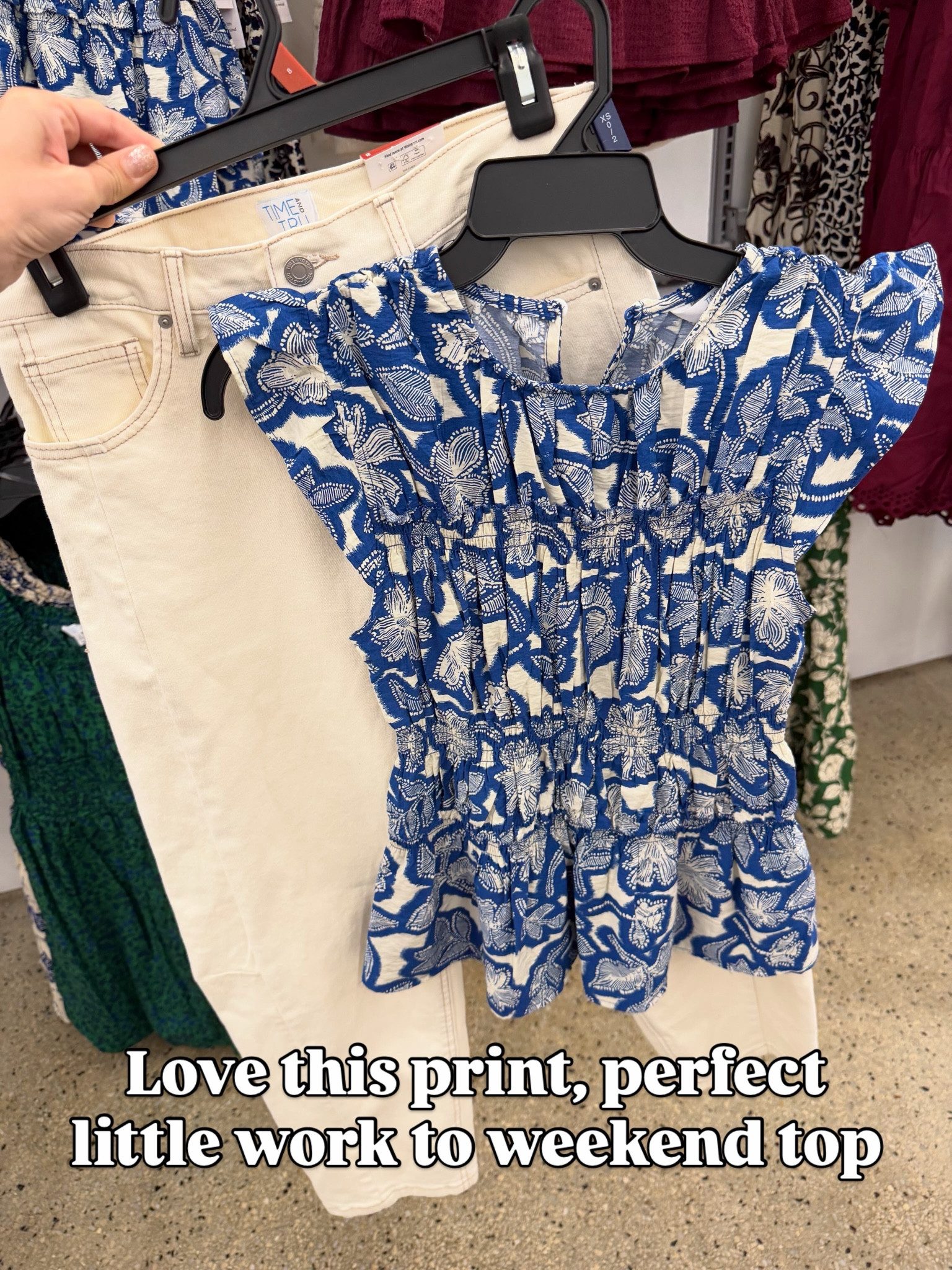 Pretty work to weekend top at Walmart, comes in several colors. And my favorite white jeans back in stock! I got my usual size 6. #walmartfashion

#LTKOver40