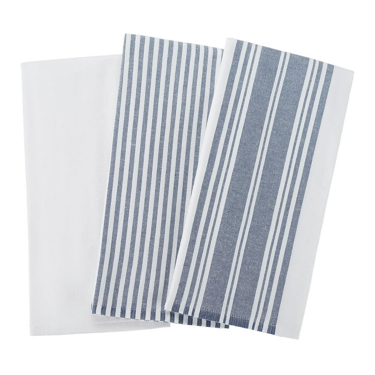 Better Homes & Gardens Washed Indigo Cotton Woven Dual-Purpose Oversized Kitchen Towels 3 Pack | Walmart (US)