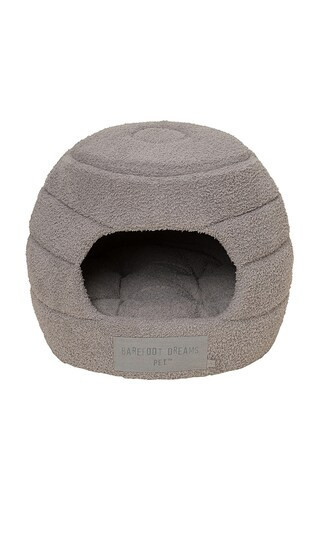 Barefoot Dreams CozyChic 2 in 1 Collapsible Pet Cave in Charcoal. | Revolve Clothing (Global)