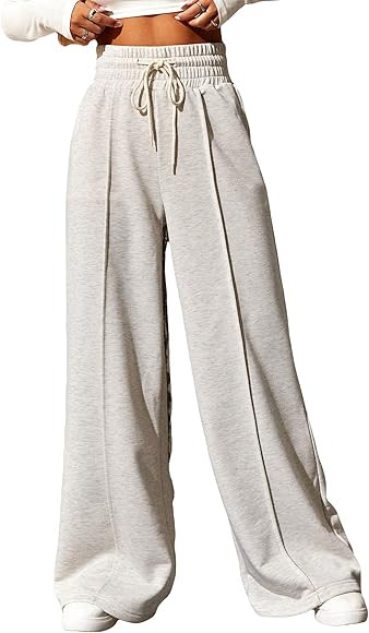 SOLY HUX Women's Drawstring High Waisted Wide Leg Long Pants Casual Sweatpants | Amazon (US)