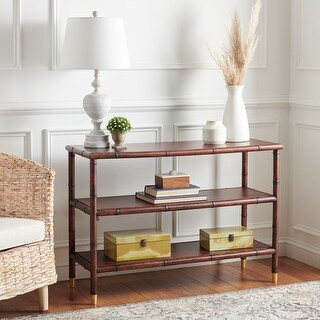 SAFAVIEH Tudor Dark Brown/ Gold 2-Shelf Console Table - 42" W x 15.8" L x 29" H | Bed Bath & Beyond