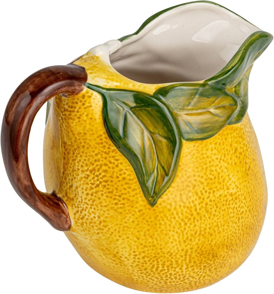 Creative Co-Op Sunny Orchard Stoneware Lemon Pitcher, Multicolor | Amazon (US)