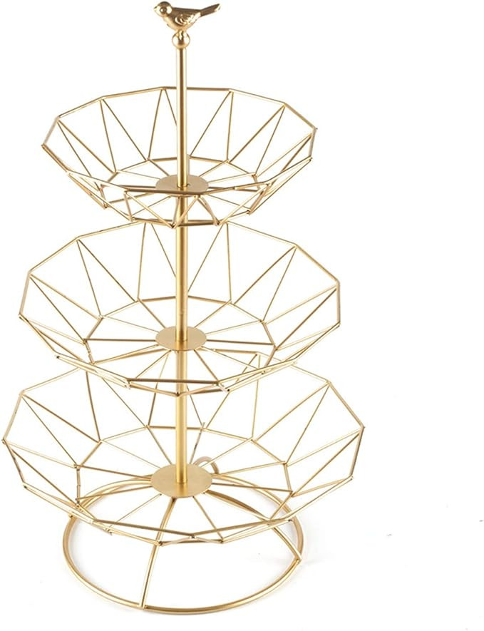 Wrought iron 3 Tier Fruit Tray Fruits Desserts Candy Buffet Plates Serving Tray for Family Dinner... | Amazon (US)