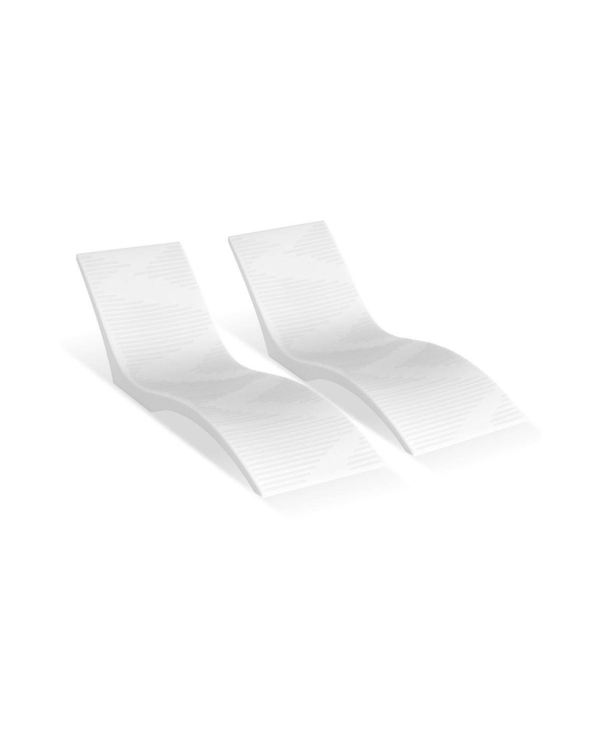 Slickblue Set of 2 In-Pool Lounge Chairs Chaise Loungers for Sun Shelf and Pool Relaxation - White | Macy's