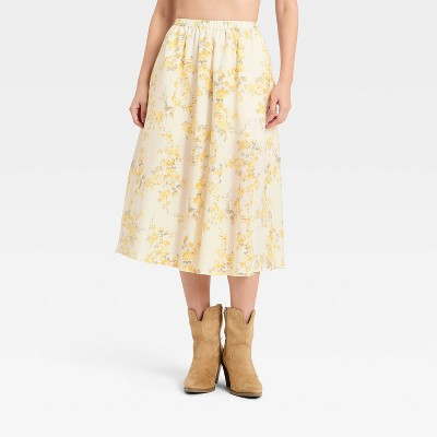 Women's Pull-On Midi Skirt - A New Day™ White Floral XS | Target