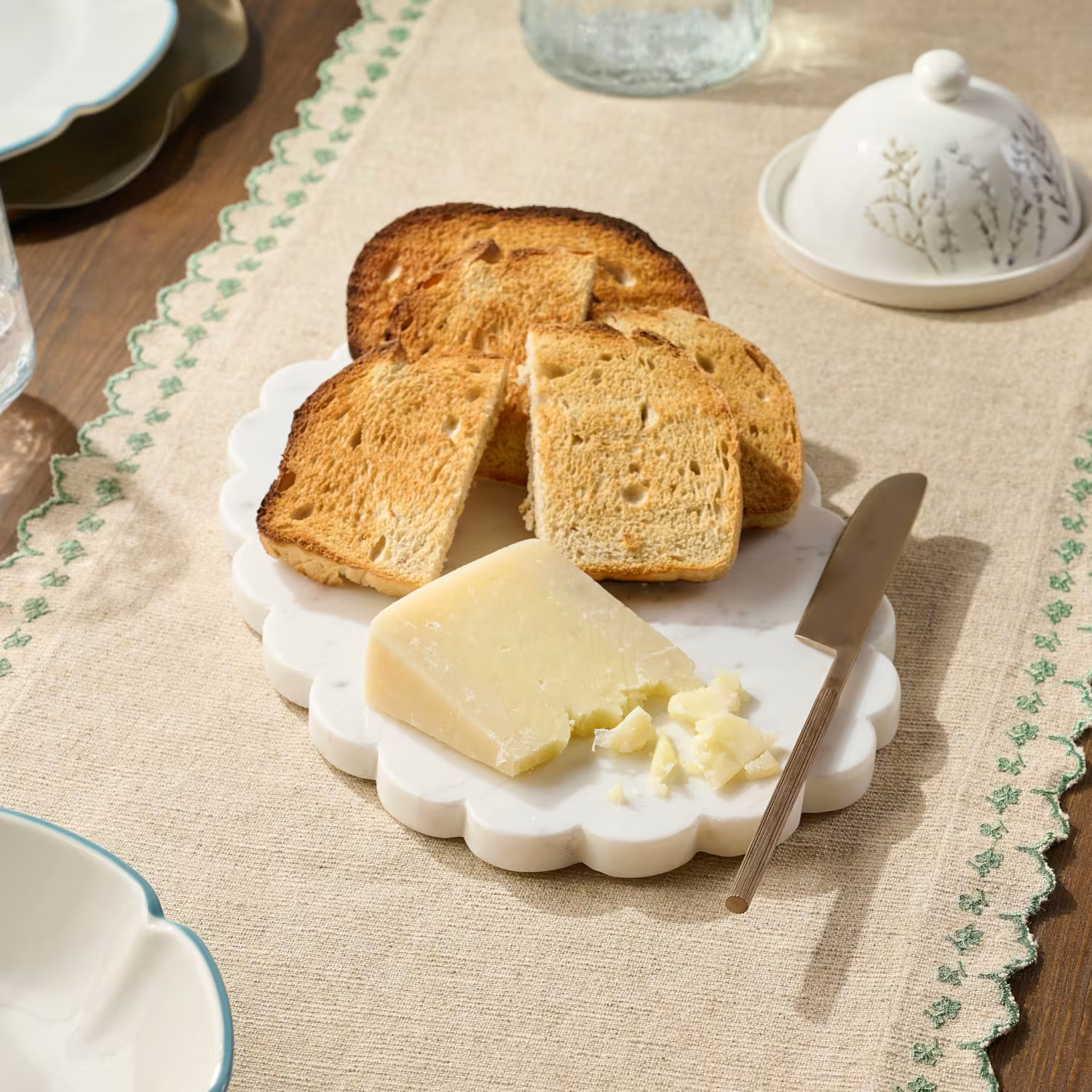 White Marble Scalloped Serving Board | Magnolia