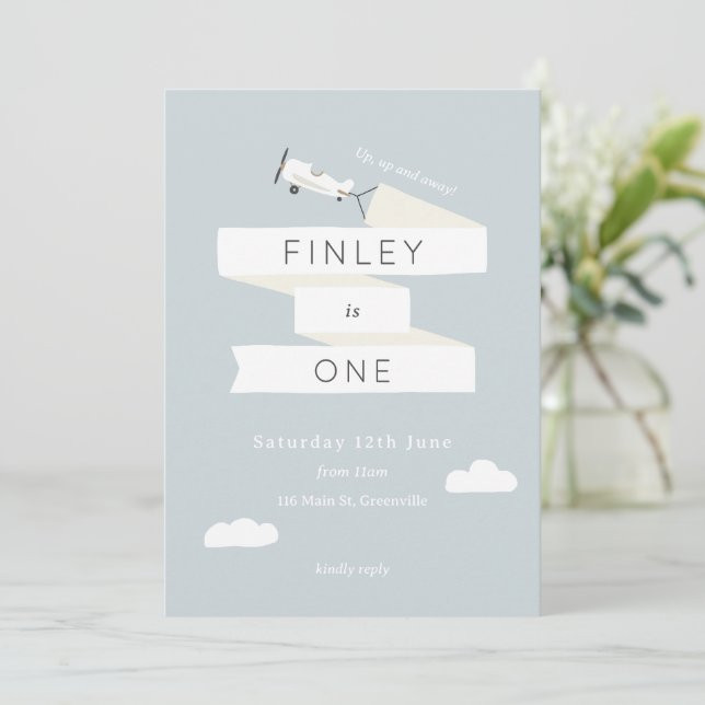 Vintage Airplane Theme 1st Birthday Gingham Invitation | Zazzle | Zazzle
