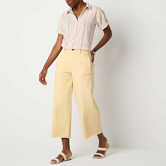 new!a.n.a Soft Drape Womens High Rise Wide Leg Cropped Jean | JCPenney