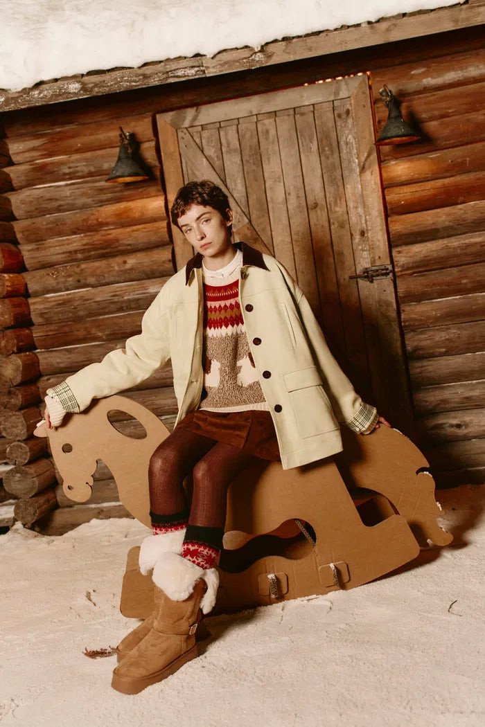 Riley Detachable Lining Corduroy Collar Jacket in Faux Suede | Fabrique