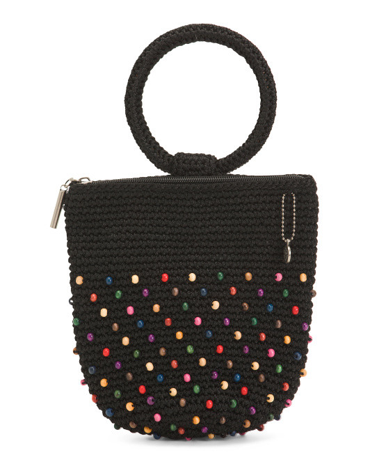 Ayla Ring Handle Hand Crochet Beaded Pouch | TJ Maxx