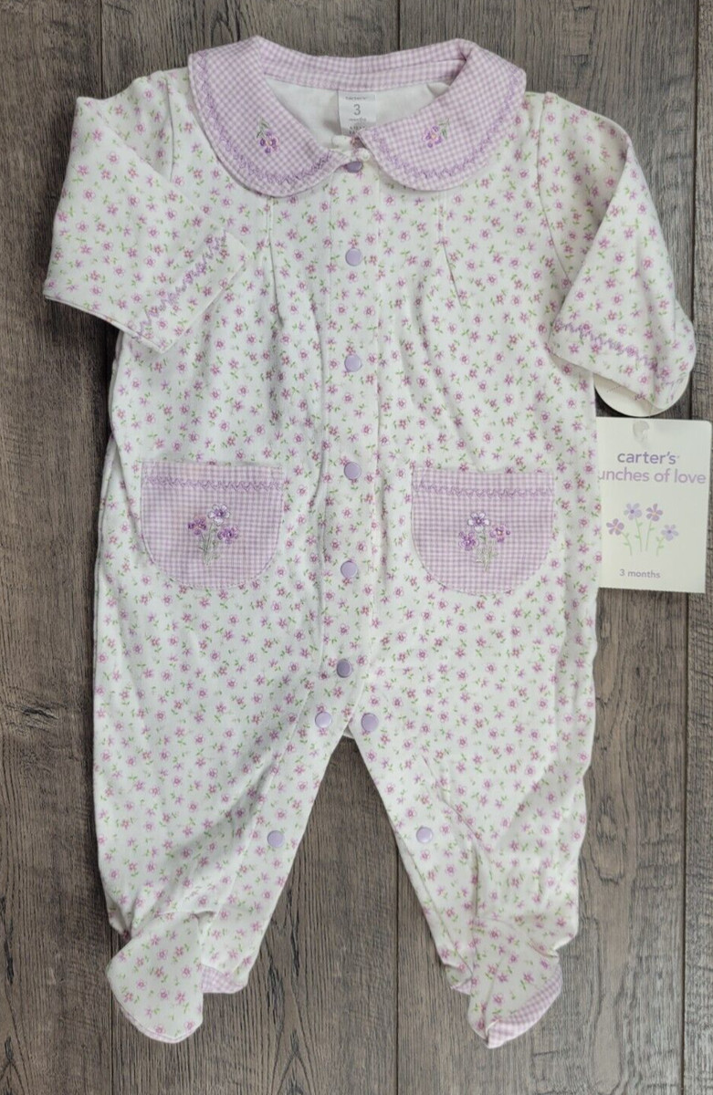 Baby Girl Clothes New Vintage Carter's 3 Month Bunches of Love Footed Outfit  | eBay | eBay US