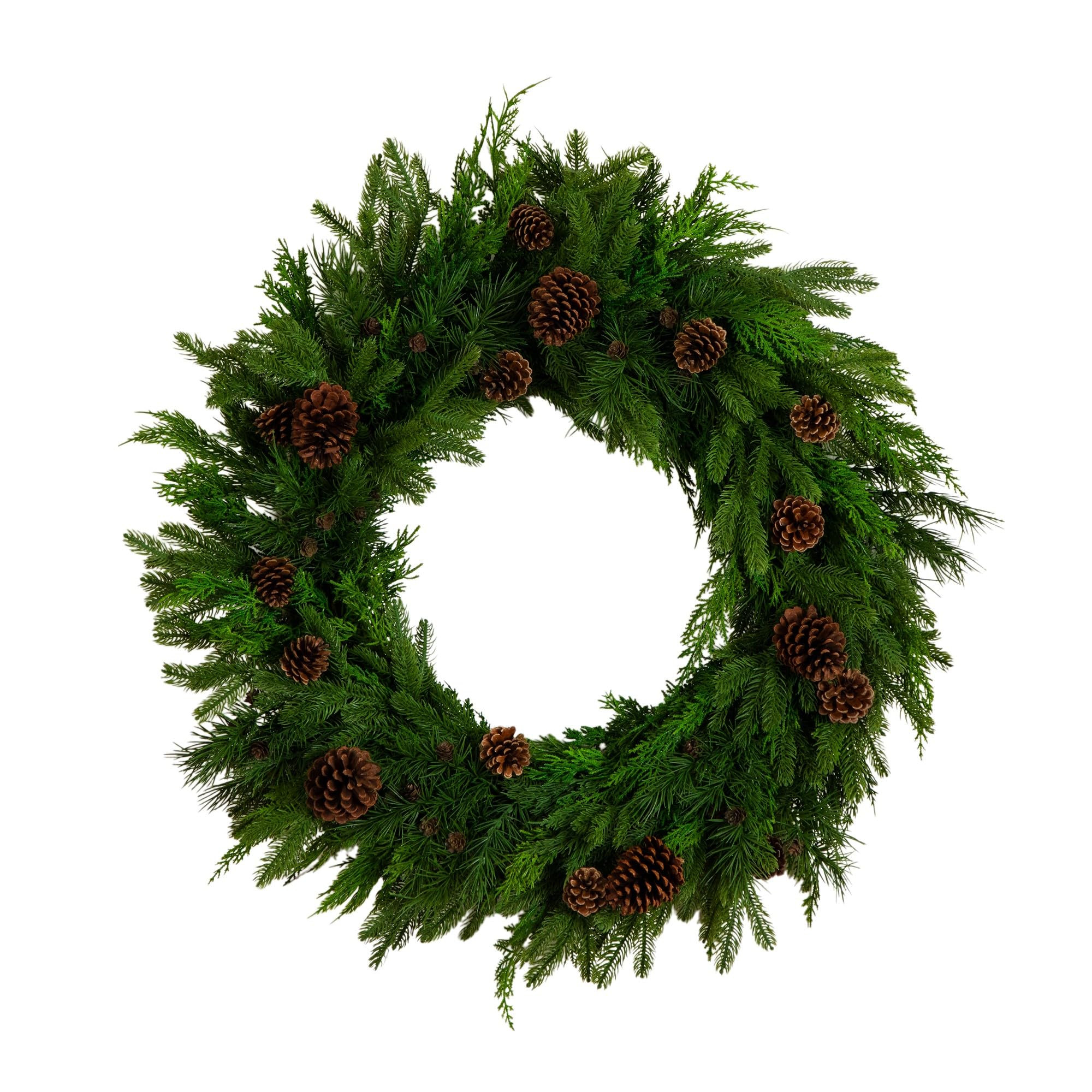 Nearly Natural 30-Inch Artificial Norfolk Mixed Pine Wreath with Pinecones for Holiday Decor | Amazon (US)