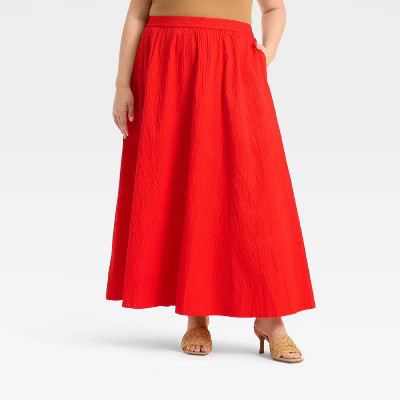 Women's Maxi Picnic A-Line Skirt - A New Day™ Red 2X | Target