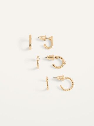 Gold-Plated Hoop Earrings 3-Pack for Women | Old Navy (US)