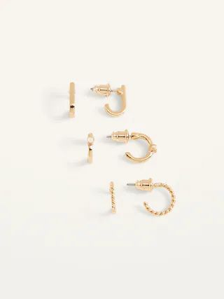 Gold-Plated Hoop Earrings 3-Pack for Women | Old Navy (US)