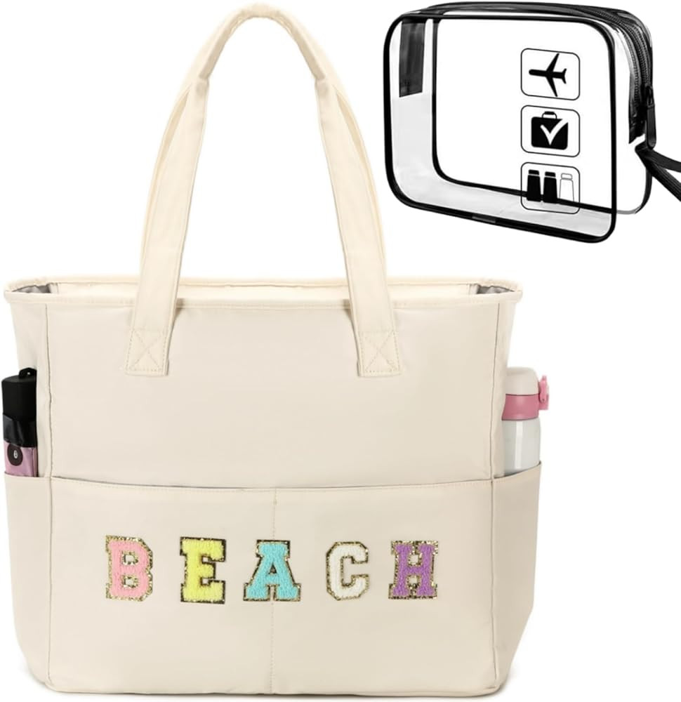 Beach Pool Bags Tote for Women Ladies Large Gym Tote Carry On Bag With Wet Compartment for Weeken... | Amazon (US)