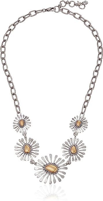 Lucky Brand Women's Floral Collar Necklace Two-Tone Chain Necklace 20" + 2' Extender | Amazon (US)