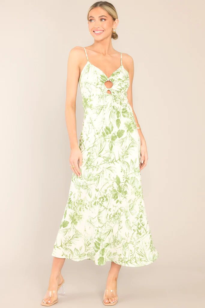 Remember Today Green Floral Print Maxi Dress | Red Dress