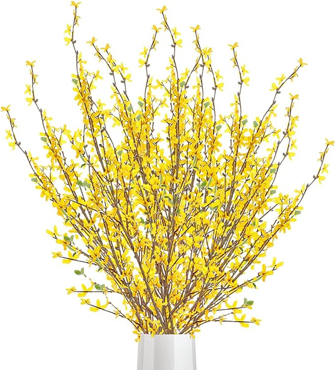 FQQWEE 6Pcs Artificial Forsythia Flower Branches 39 Inch Long Faux Yellow Jasmine Artificial Flow... | Amazon (US)