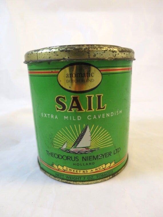 Sail Tobacco Metal Tin Green Gold Sailboat Logo Extra Mild Cavendish Original Label 1930's Theodorus | Etsy (US)