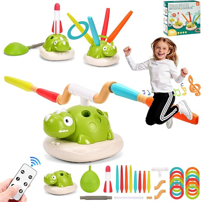 3 in 1 Dinosaur Rocket Launcher, Musical Jump and Toss, Activity Spinning Dinosaur Toy with Remot... | Amazon (US)