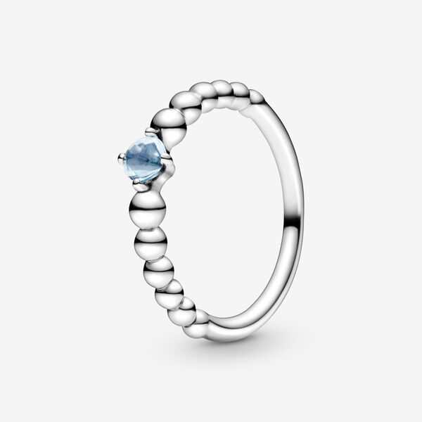 March Aqua Blue Beaded Ring | Pandora (US)
