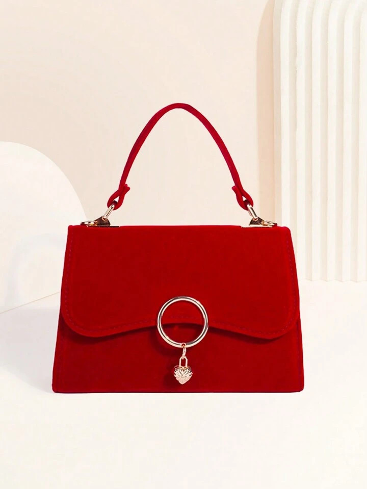 Trends1pc Red Heart Shaped Pendant Decoration Ladies' Crossbody Bag Or Handbag | SHEIN