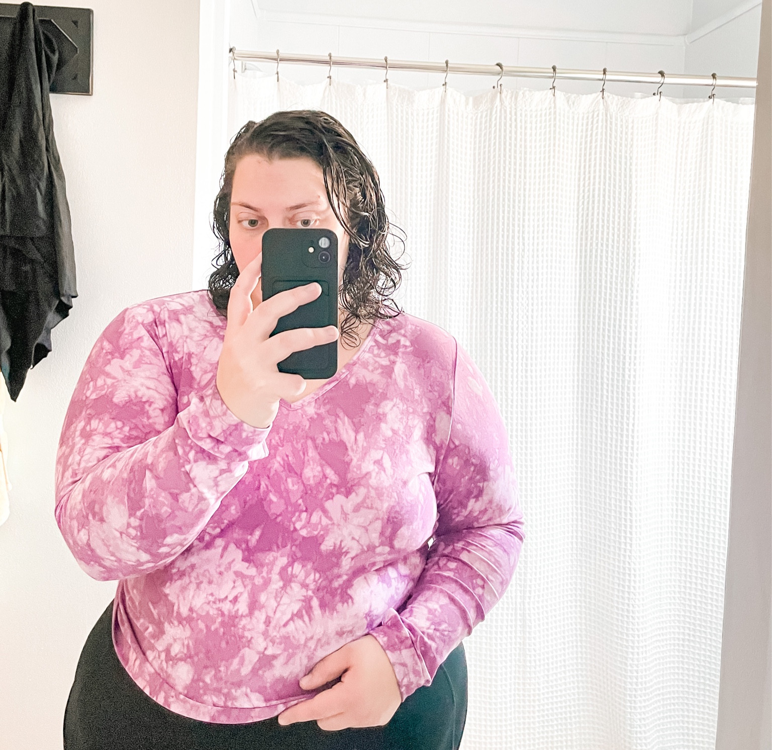 Plus-size crop top, plus-size athleisure, plus-size workout clothes, curly hair towel, curly hair, shower curtain

#LTKcurves #LTKhome #LTKstyletip