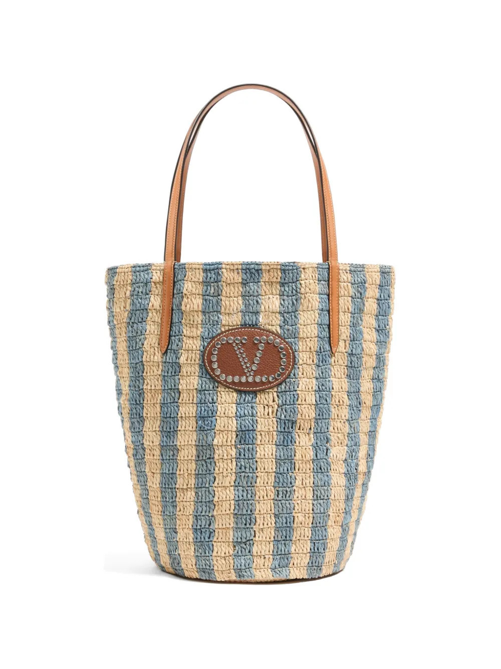 Valentino Garavani striped raffia shopping bag - Blue | Farfetch Global