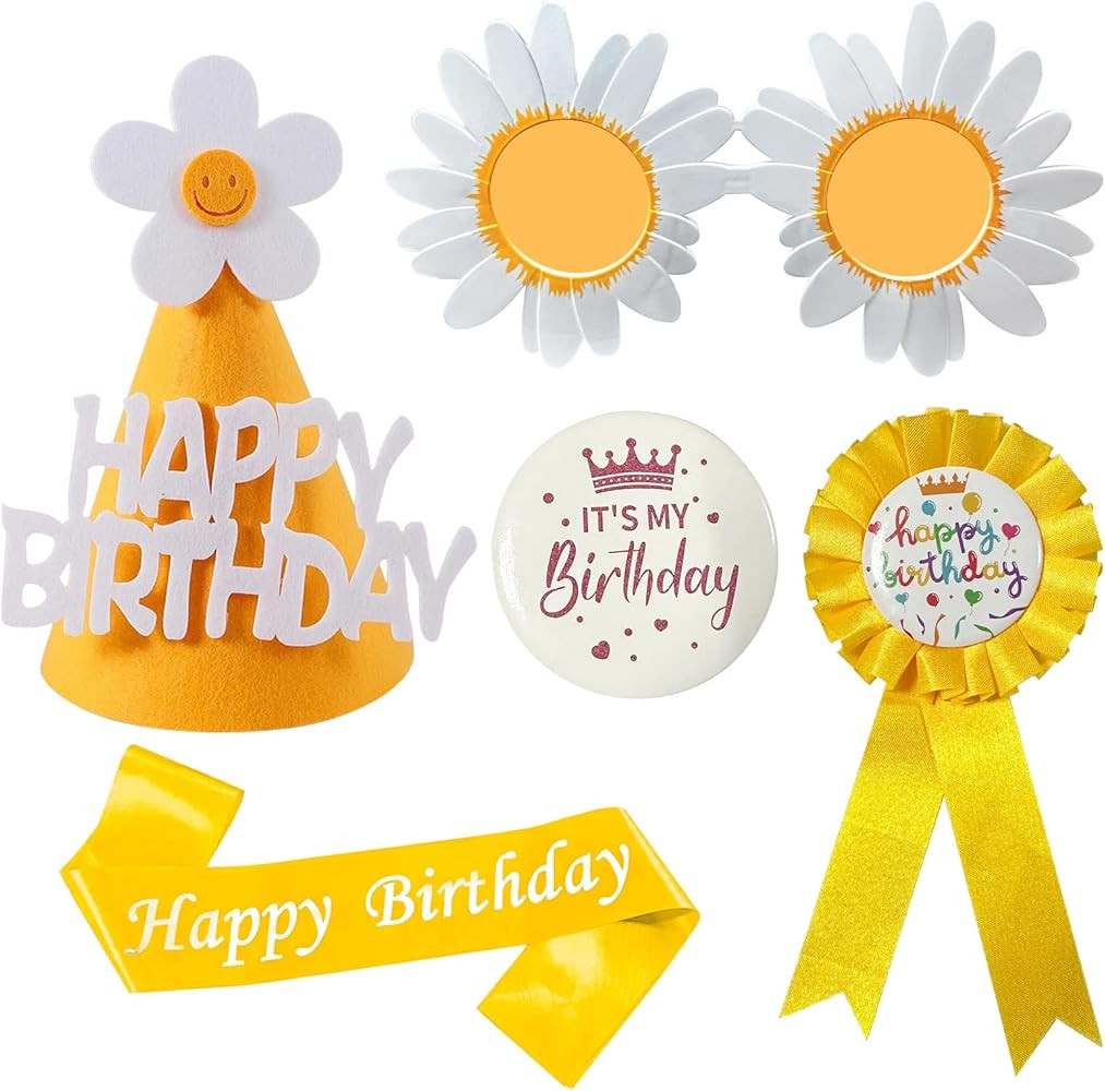 YumSur Birthday Crown and Dress Up Set - Headband Tiara, Ribbon Medal for Kids, Girl, Boy, Childr... | Amazon (US)